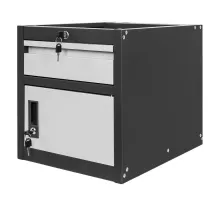 Workbench tool cabinet with 1 drawer + 1 cabinet with doors S-37 cm x G-48.6 cm x H-50 cm system 01 graphite/facade gray N