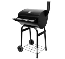 Charcoal grill with a fireplace for the garden, 1x side table, chrome-plated grid 34.5x23 + 31x23 N