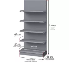 Merkury wall-mounted commercial rack H-210 cm L-101,5 cm G-47/4x47 cm (GC-55 cm) graphite adjoining module N