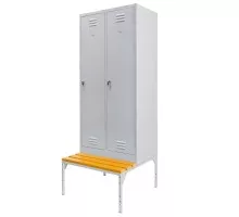 BHP apģērbu skapis J-80 ar soliņu pamatnē, 2 durvīm, pelēks S-80 cm G-80 cm H-223 cm skrūvēts N