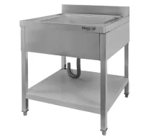 Vienkameru pie sienas stiprināms nerūsējošā tērauda izlietne ar plauktu S-70 cm G-70 cm H-85 cm N