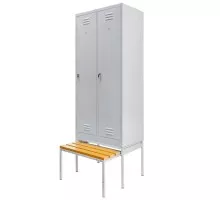 BHP apģērbu skapis J-80 uz pamatnes ar izbīdāmo soliņu, 2 durvis pelēks S-80 cm G-80 cm H-223 cm saliekams N