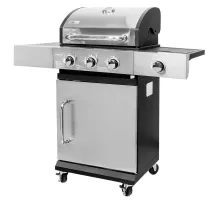 Garden gas grill 3+1 with side table, lid and stainless steel doors N