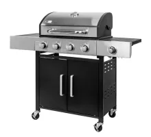Garden gas grill 4+1 with side table and stainless steel lid N
