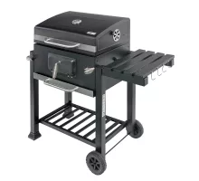 Garden charcoal grill black with lid 1x side table 55x42 N