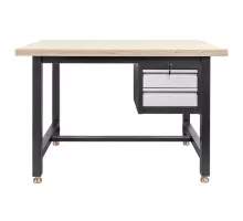 Workbench S-120 cm + pedestal 2 drawers system 01 graphite/facade gray N