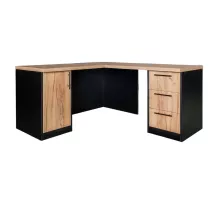 Stūra pie sienas piestiprināms rakstāmgalds ar skapīti un atvilktnēm H- 76 cm L- 160 cm G- 60 cm kraftozols / melns N