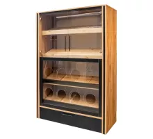 Atslēgas maize plaukts dalītais stikla H- 204 cm L- 136 cm G- 62 cm ozols amatniecība / melns N