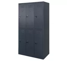 Sešu durvju pelēks ģērbkambaris BHP J-90/6 S-90 cm G-50 cm H-180 cm skrūvēts N