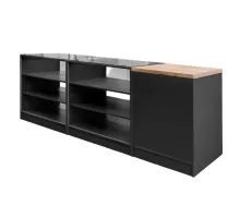 Stikla pārdošanas lete augša/priekša H- 90 cm L- 270 cm G- 60 cm antracīts 0164 / virsma ozola krafts K003 N