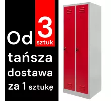 BHP drēbju skapis J-60 ar 2 durvīm pelēks/sarkans priekšpusē S-60 cm G-50 cm H-180 cm skrūvējams (paletes sūtīšana) N