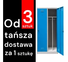 BHP drēbju skapis J-80 ar 2 durvīm, ar nodalījumiem pelēks/zilas priekšpuses S-80 cm G-50 cm H-180 cm skrūvējams (paletes sūtījums) N