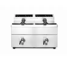 Friteris indukcijas ar izteces krānu - 2 x 8 l, HENDI, Profi Line, 16L, 230V/7000W, 577x609x(H)410mm, 215029