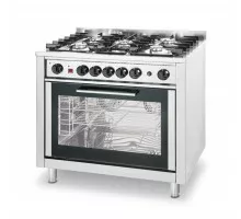 Gāzes plīts – 5 degļi, ar elektrisko cepeškrāsni, HENDI, Kitchen Line, tērauda, Sudraba, 230V/2900W, 14,3kW, 900x653x(H)900mm, 225707