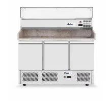 Three door pizza counter with cooling display 380+40L, Arktic, 254L, 230V/400W, 1400x700x(H)1491mm, 232033