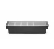 Bāra trauks dzērienu sastāvdaļām – 5 ieliktņi , Bar up, Melns, 480x150x(H)100mm, 552131