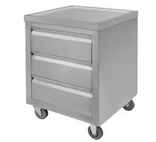Mobile stainless steel cabinet with 3 drawers S-60 cm G-60 cm H-85 cm N