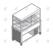 Refrigerated display case on static refrigerated tank 4 GN 1/1 on open cupboard