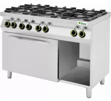 6-конфорочная газовая плита с электрической духовкой с вентилятором