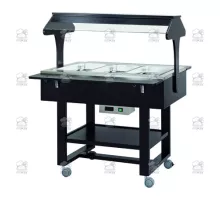 BAIN MARIE TROLLEY 3x1/1 DOME WALNUT 3 x GN1/1 - 150(h) mm.