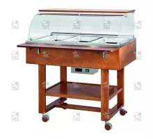 BAIN MARIE TROLLEY 3x1/1 DOME WALNUT 3 x GN1/1 - 150(h) mm.