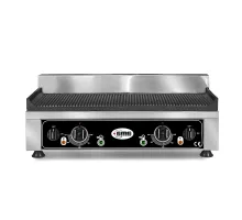 Рифлёная гриль-пластина - с 2 раздельно регулируемыми зонами нагрева - чугунная жарочная поверхность - поддон для жира - корпус из нержавеющей стали