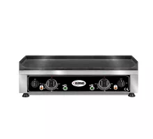 Гладкая гриль-плита - с 2 раздельно регулируемыми зонами нагрева - чугунная поверхность для жарки - поддон для сбора жира - корпус из нержавеющей стали