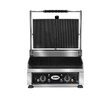 Contact grill - ▲ & ▼ ripped - with cast iron griddles, drip tray and temperature control 50° - 300° c