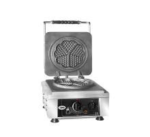 Vafeļu panna amore-m - 1x ø 16,5 x 1,5cm - 50° līdz 300°c - izturīga čuguna cepamā plāksne - apvadošs pilināšanas trauks - nerūsējošā tērauda korpuss