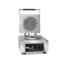 Vafeļu panna amore-s - 1x ø 17cm - 50° līdz 300°c - cieta čuguna cepšanas plāksne - apkārtējā pilienu paplāte - nerūsējošā tērauda korpuss