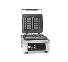 Briseles vafeļu panna - 2x (10,2 x 16,5 x 2,6cm) - 50° līdz 300°c cietās čuguna cepamplāksnes - pilnperimetra pilēšanas paplāte - nerūsējošā tērauda korpuss