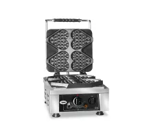 Waffle iron ti amo - 4x (13,2 x 12,5 x 2,4cm) - 50° to 300°c solid cast iron baking plate - circumferential drip tray- body of stainless steel