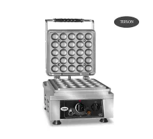 Waffle iron lokmia -l - 1x (ø 25 x 4,2cm x 1,2cm / 2,4cm) - 50° to 300°c solid cast iron baking plate - circumferential drip tray