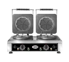 Vafeļu panna amore-m - 2x ø 16,5 x 1,5cm - 50° līdz 300°c - cieta čuguna cepšanas plāksne - apkārtējā pilienu paplāte- nerūsējošā tērauda korpuss