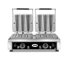 Vafeļu cepējs vafeles - 6x (23 x 6 x 2,4cm) - 50° līdz 300°c cieta čuguna cepšanas plāksne - apvadošā pilienu paplāte - nerūsējošā tērauda korpuss