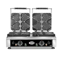 Waffle iron ti amo - 8x (13,2 x 12,5 x 2,4cm) - 50° to 300°c solid cast iron baking plate - circumferential drip tray- body of stainless steel