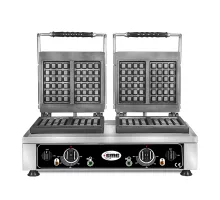 Classic waffle iron - 4x (10 x 17 x 1.5cm) - 50° to 300°c - solid cast iron baking plate - circumferential drip tray