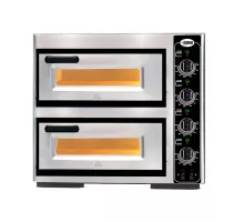 Pizza oven electric - 1+1x ø 32cm | 5,0 kw | 400v - stainless steel 2 decks