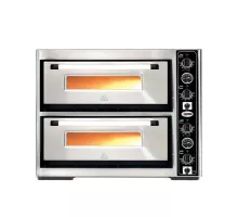 Pizzaoven de with thermometer electric - 6+6x ø34cm | 15 kw,3nac|400v - stainless steel 2 decks
