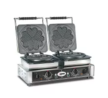 Vafeļu panna Amore-L - 2x (ø 21 x 1,5 cm) - maināma cepšanas plate, ļoti vienkārša montāža - 50° līdz 300°c - viegla tīrīšana