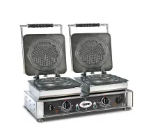 Vafeļu panna amore-m - 2x (ø 16,5 x 1,5 cm) - maināmas cepšanas plāksnes, ļoti viegli salikt - 50° līdz 300°c - viegli tīrāms