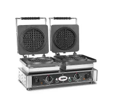 Vafeļu panna amerikāņu - 2x (ø16 x 1,5cm) - maināma cepšanas plātne ļoti viegli saliekama - 50° līdz 300°c - viegli tīrāma