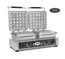 Waffle iron lokmia -d - 2x (ø25 x 3,5cm x 1,7cm/3,4cm) - interchangeable baking plate very easy to assembly - 50° to 300°c - easy cleaning