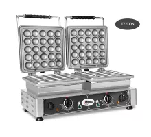 Waffle iron lokmia -l - 2x (ø25 x 4,2cm x 1,2cm/2,4cm) - interchangeable baking plate very easy to assembly - 50° to 300°c - easy cleaning
