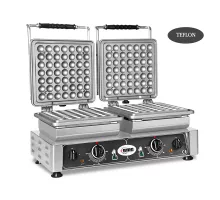 Waffle iron lokmia -s - 2x (ø49 x 3cm x 1,4cm/2,8cm) - interchangeable baking plate very easy to assembly - 50° to 300°c - easy cleaning