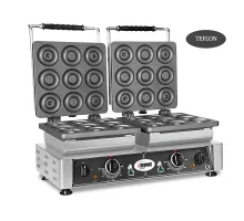 Vafeļu panna donato - 2x (9x 8cm x 1,4cm/2,8cm) - maināma cepšanas plāksne ļoti viegli montējama - 50° līdz 300°c - viegli tīrāma