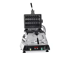 Waffle iron rondo - 2x (10.8 x 17.4 x 1.4cm) - interchangeable cast iron baking plate - 180° rotatable - 50° to 300°c - stainless steel housing - with timer