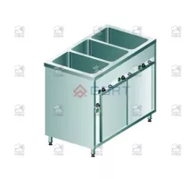 Free standing wet bain marie with hot cupboard and separate temperature control 3, 1080x700x850 mm