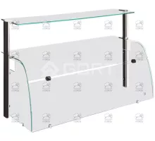2-tier single curved glass gantry, front and 2 sides glass, 1172x460x694 mm