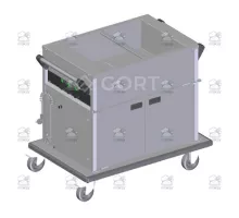 Wet bain marie trolley with hot cupboard and single well 2, 1034x690x900 mm